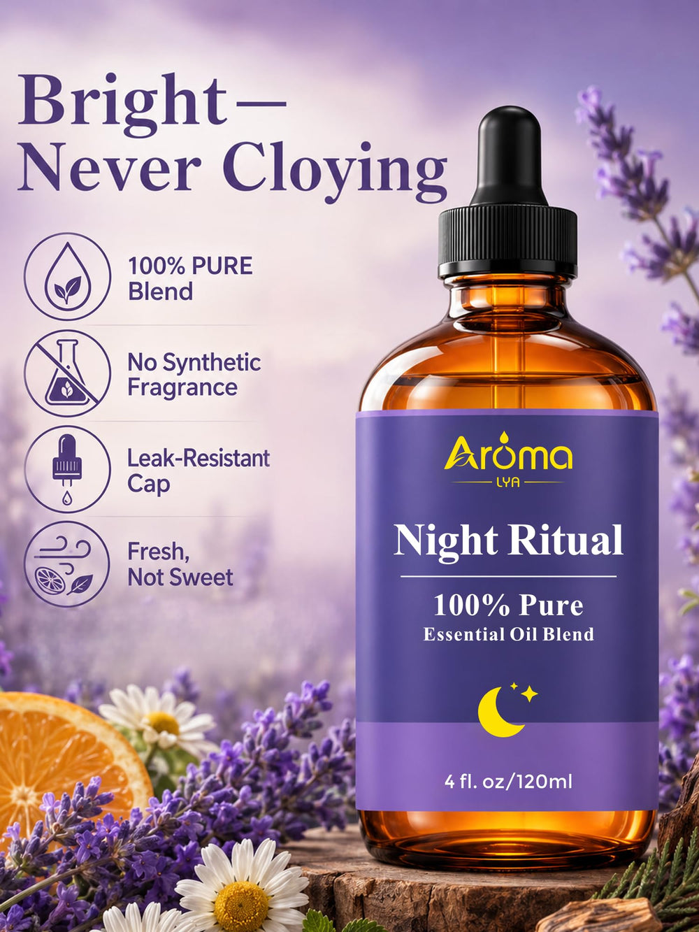 AromaLYA gota de aceite sobre superficie mostrando color y aroma suave