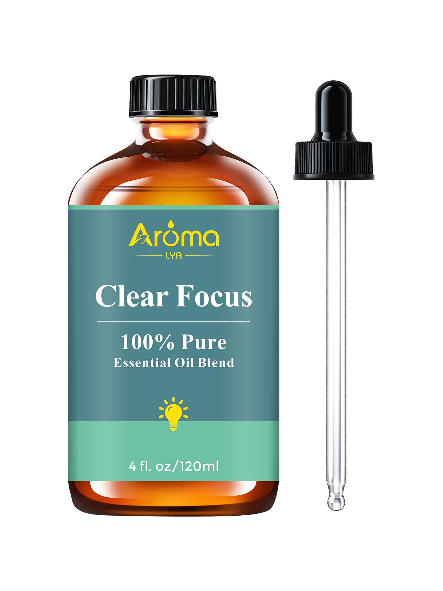 AromaLYA frasco frontal Clear Focus con diseño claro y profesional