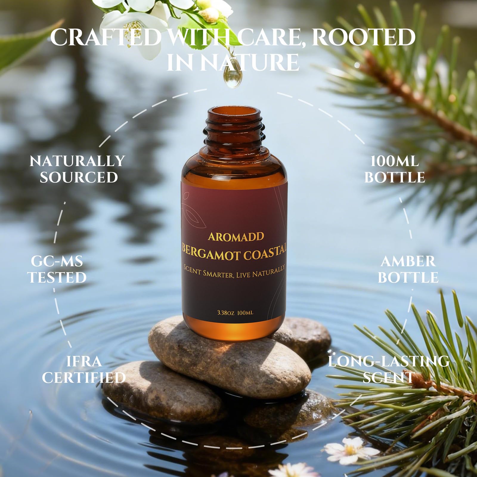 AROMADD difusor emitiendo aroma Bergamot Coastal en salón elegante