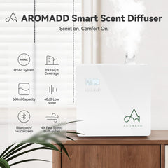 Aromadd panel de control con botones para programar intensidad y horarios