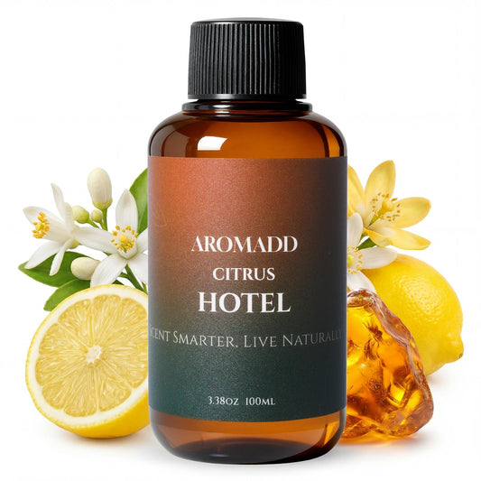 Aromadd botella frontal 100 mL mostrando diseño y conveniencia