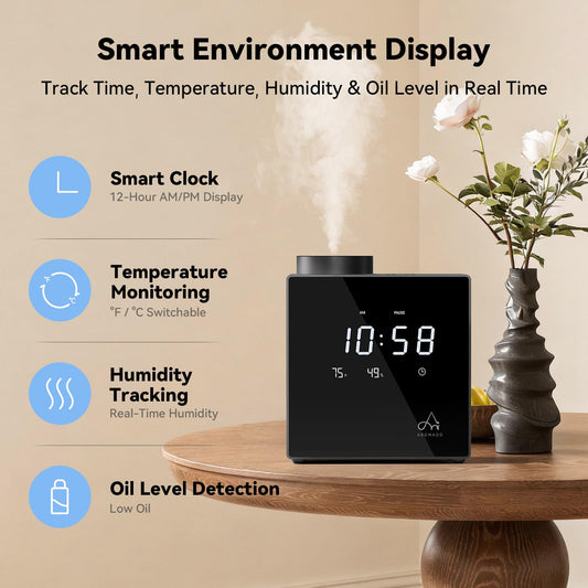 Aromadd detalle del panel acrílico que resalta durabilidad y control táctil