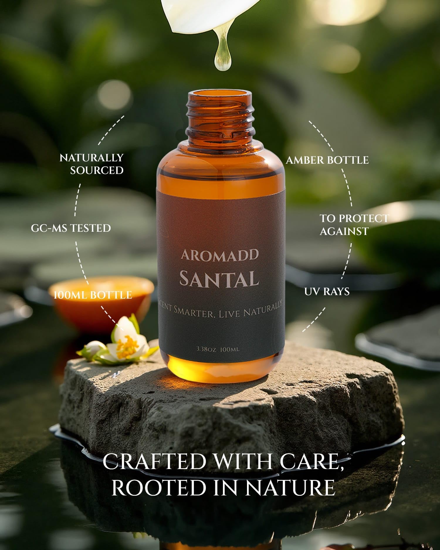 Aromadd Santal etiqueta con ingredientes y uso seguro visible
