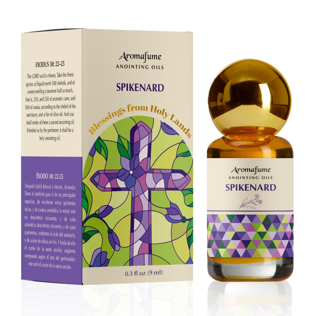 Aromafume aceite nardos frontal mostrando frasco y etiqueta beneficios devoción