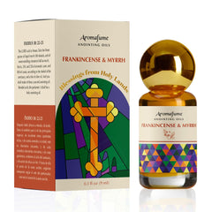 Aromafume botella frontal del aceite de unción con aspecto ceremonial y confianza
