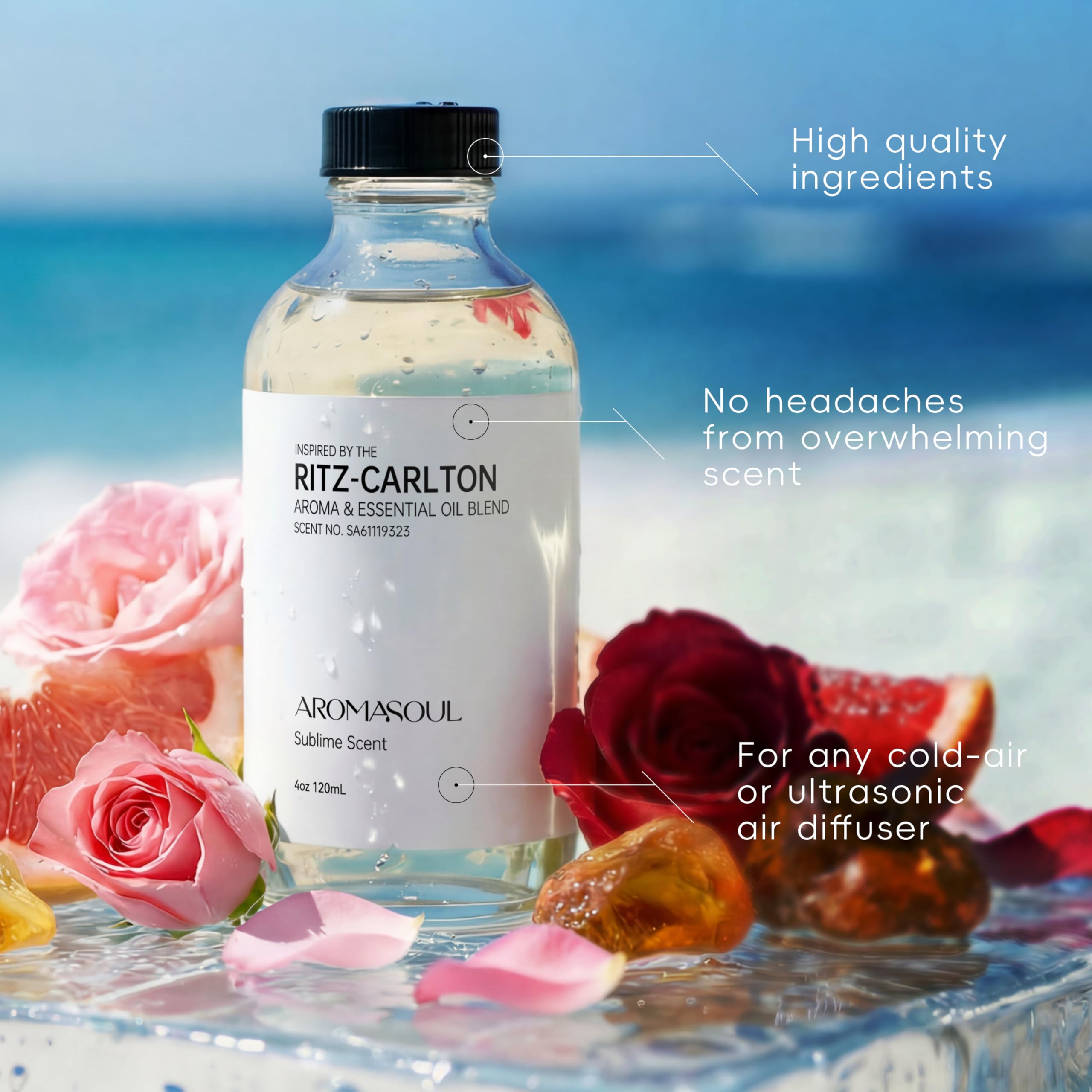 AROMASOUL gota de aceite destacando textura pura y mezcla de aceites esenciales