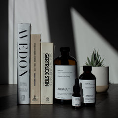 AromaTech ingredientes visuales: ámbar, vainilla y sándalo para complejidad