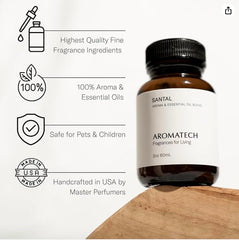 AromaTech Santal gotero vertiendo aceite, mostrando textura pura