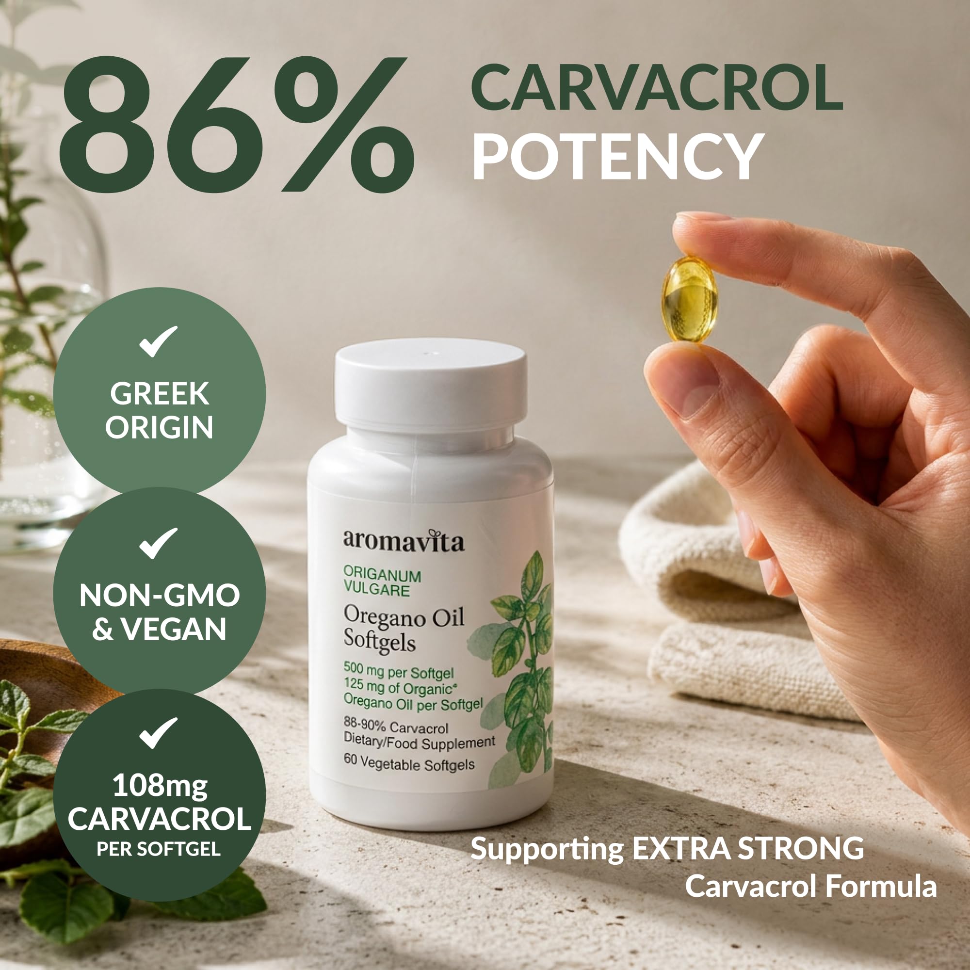 AROMAVITA detalle etiqueta griega garantiza trazabilidad y calidad