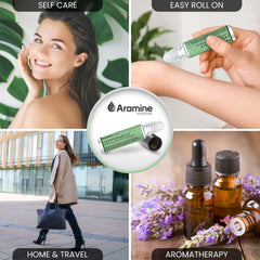 Aromine hojas de menta y aceite de coco que ilustran ingredientes naturales