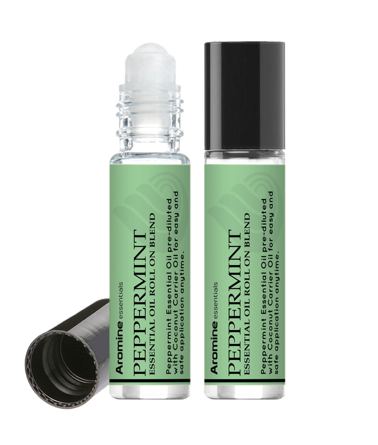 Aromine roll-on vista frontal mostrando etiqueta y tamaño práctico