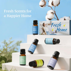AROMTOPIA primer plano de las botellas 10 ml con etiquetas claras y ventajas