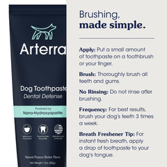 Arterra perro aceptando cepillado con pasta, demuestra sabor atractivo y menor estrés