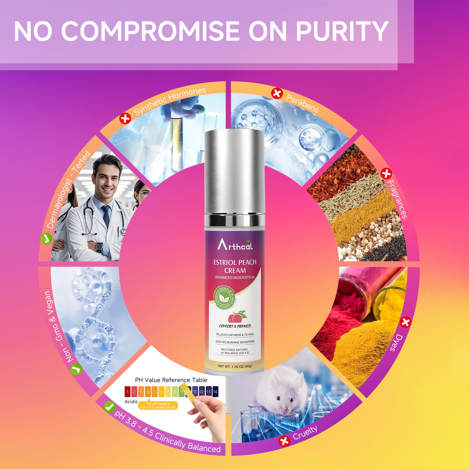 Arthcal ingredientes clave con estriol vegetal para apoyo hormonal