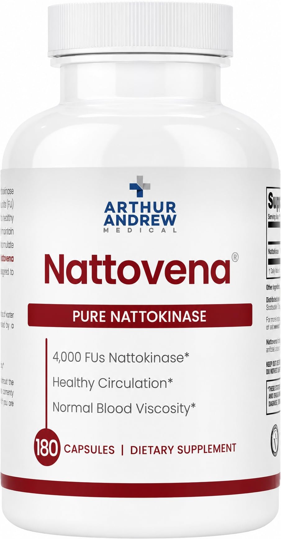 Arthur Andrew Medical frasco frontal mostrando el producto y beneficio circulatorio