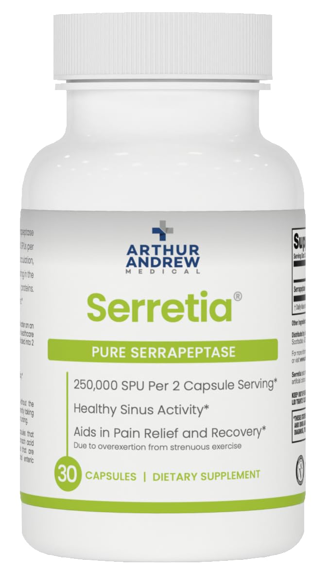 Arthur Andrew Medical frasco Serretia al frente mostrando envase y potencia