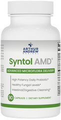 Arthur Andrew Medical frasco Syntol AMD frente mostrando etiqueta y beneficio de equilibrio intestinal
