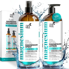 ArtNaturals set frontal mostrando spray y loción para cuidado muscular