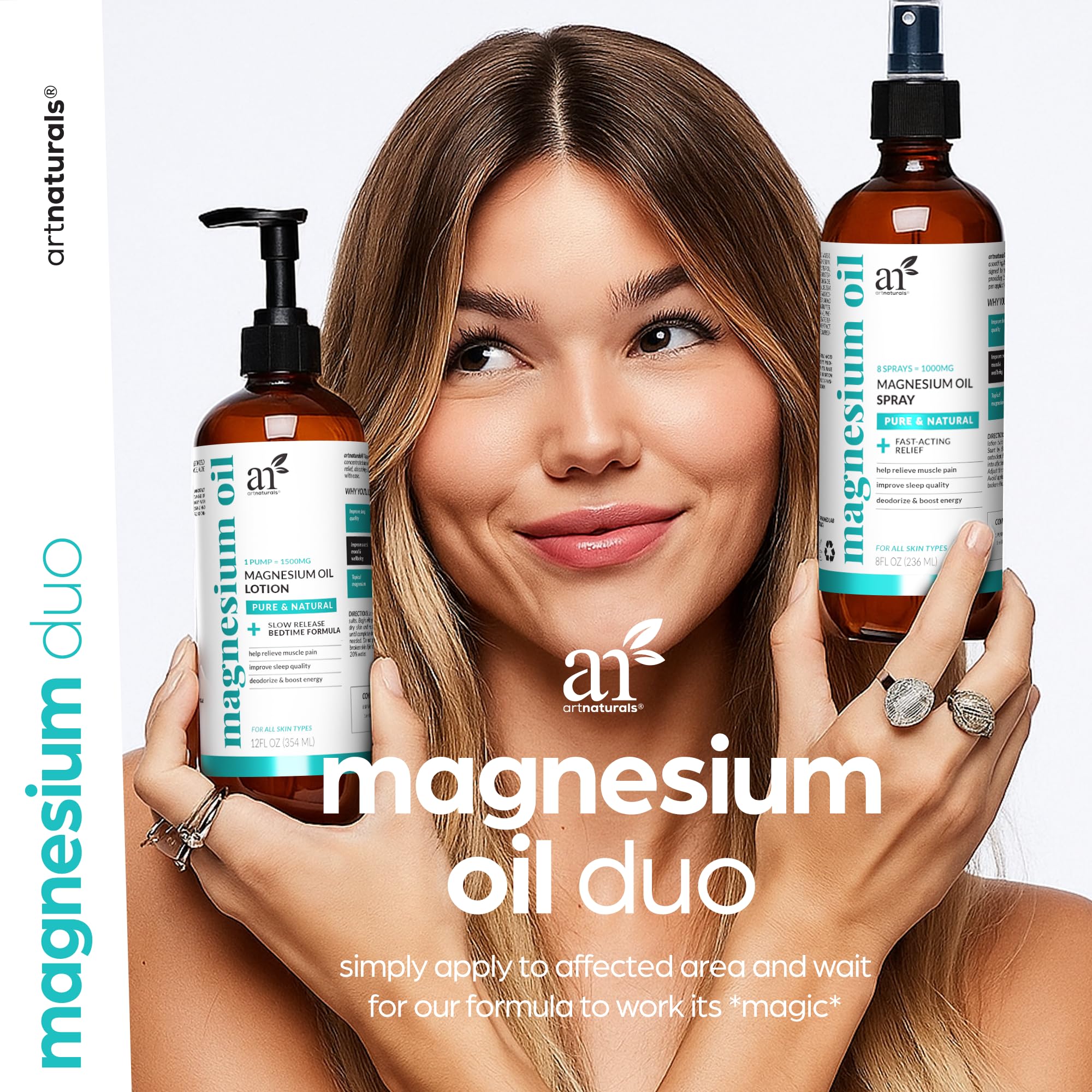 Artnaturals textura de la loción con aloe mostrando absorción e hidratación