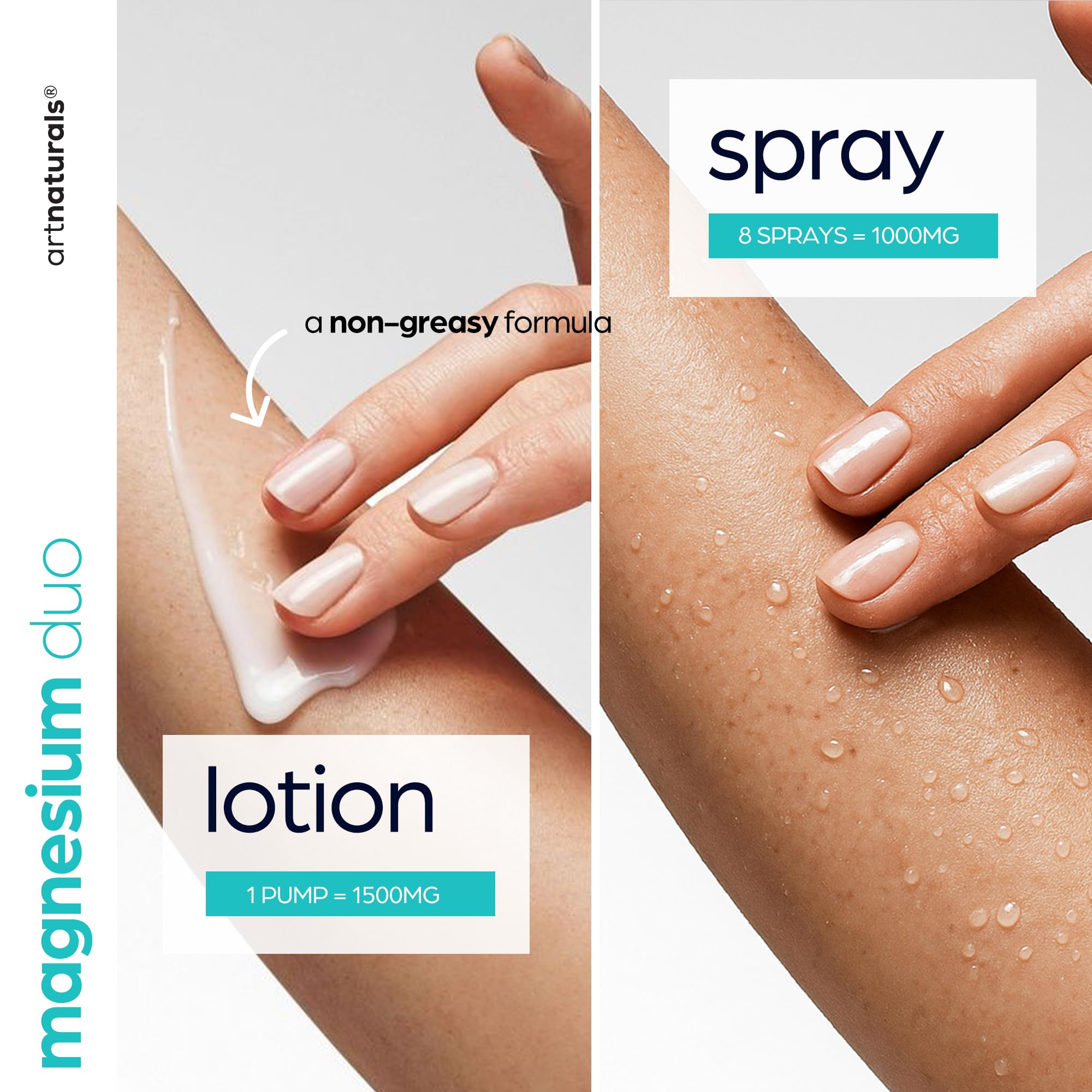 Artnaturals aplicación del spray en pierna para alivio tras ejercicio