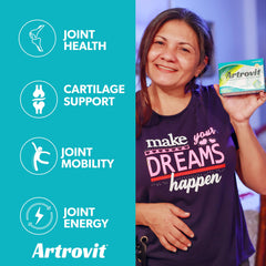 Artrovit frasco abierto con cápsulas visibles para control de porciones