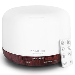 ASAKUKI difusor frontal mostrando diseño elegante y capacidad 500 ml para larga duración