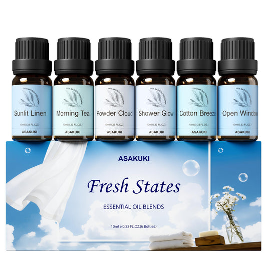 ASAKUKI set Fresh States frontal muestra seis botellas, ideal para ambientar
