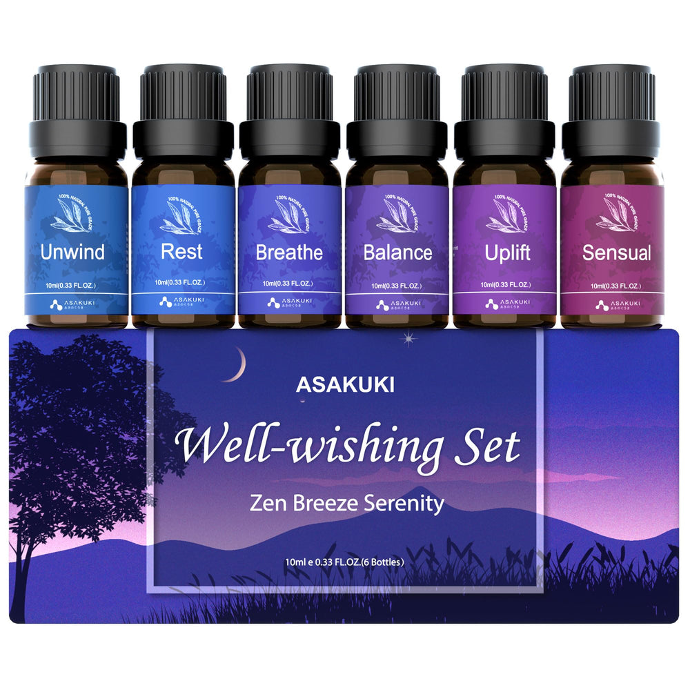 ASAKUKI set frontal mostrando seis frascos para ambientar espacios