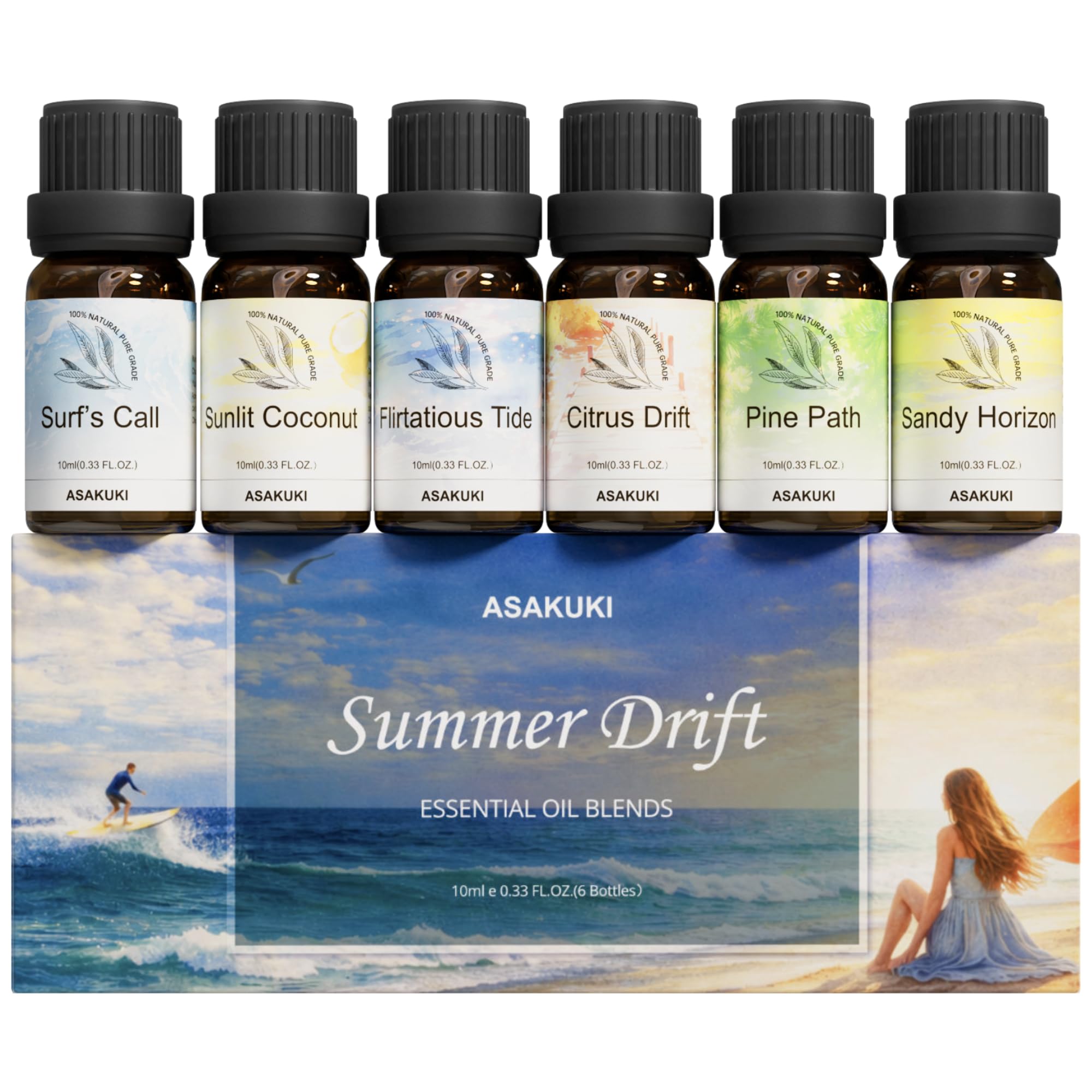 ASAKUKI set verano frontal, presenta seis botellas para ambientar el hogar