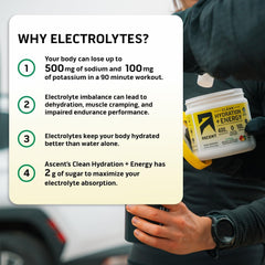 Ascent cucharita midiendo una porción precisa para control de cafeína y electrolitos
