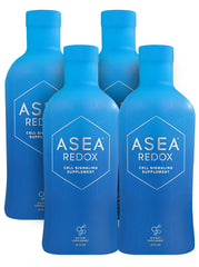 ASEA frente del pack de 4 botellas mostrando etiqueta y presentación