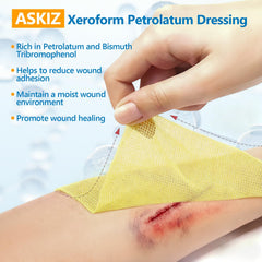 ASKIZ apósito aplicado en una herida protegida, reduce dolor al cambiar