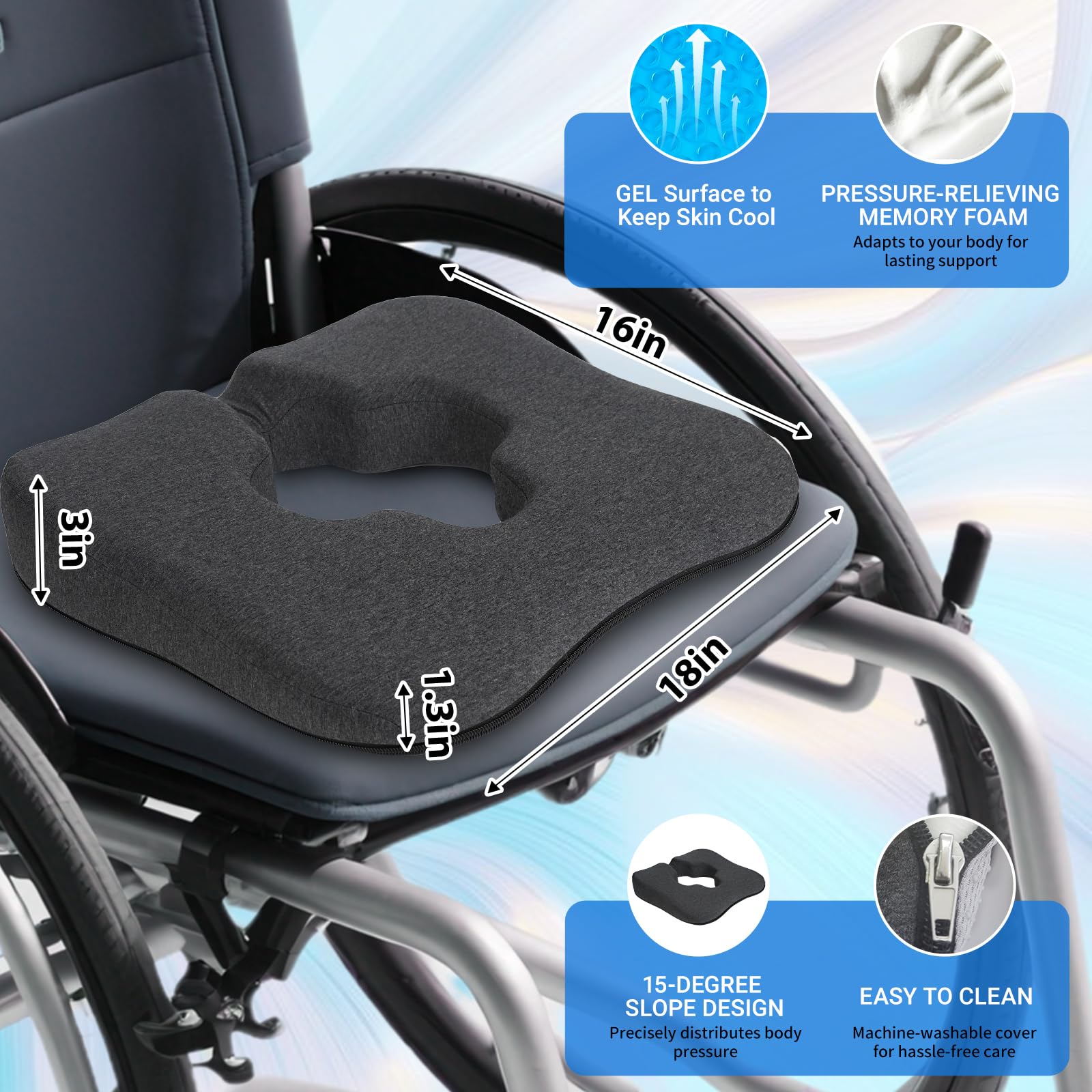 Asktree primer plano de la espuma viscoelástica que demuestra soporte adaptativo