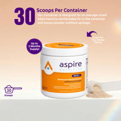 Etiqueta de Aspire Multi+ abierta mostrando lista de ingredientes para transparencia