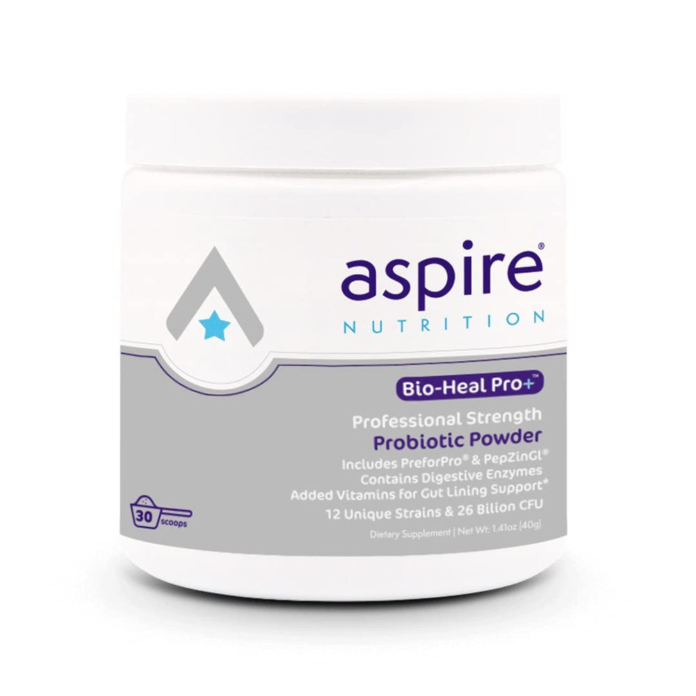 Aspire Nutrition frente del empaque mostrando el envase y la presentación conveniente