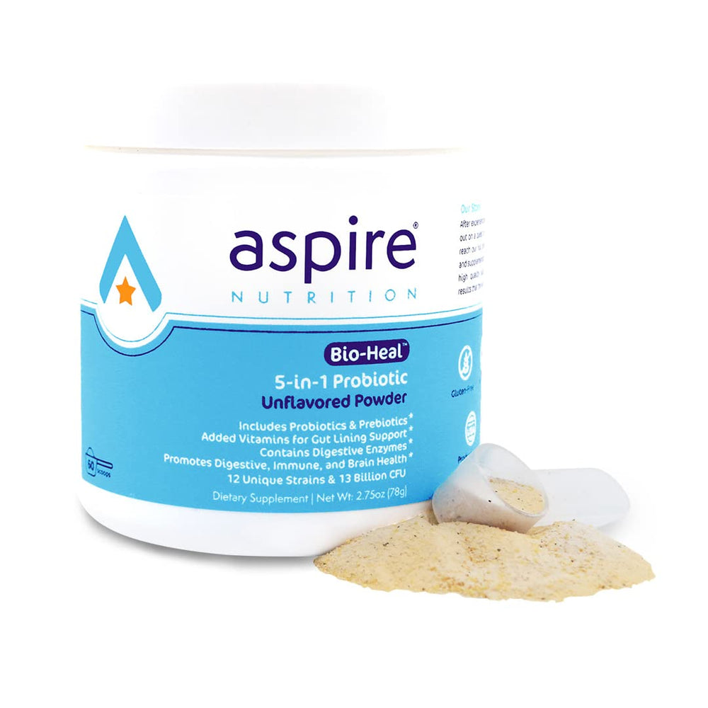 Aspire Nutrition envase frontal que muestra diseño y beneficios visibles