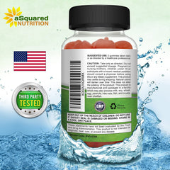 aSquared Nutrition gomita junto a moneda para comparar tamaño y dosificación