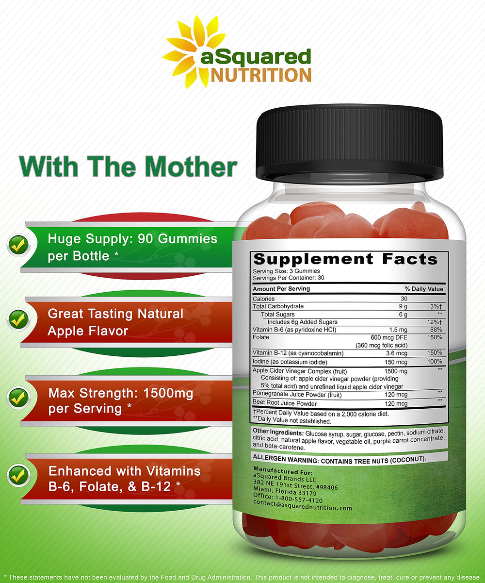 aSquared Nutrition etiqueta de ingredientes destacando la madre y vitaminas
