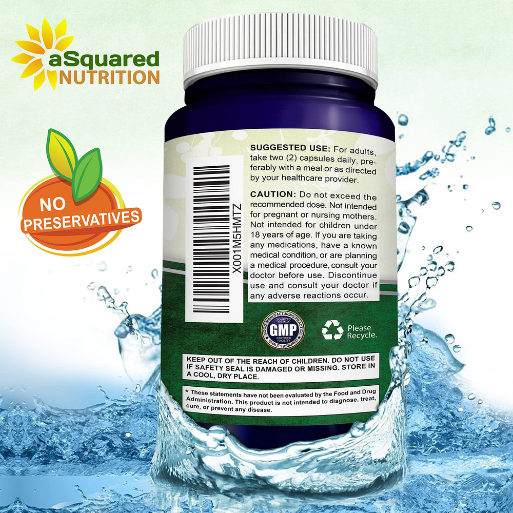 aSquared Nutrition frasco abierto con cápsulas destacando cantidad y duración