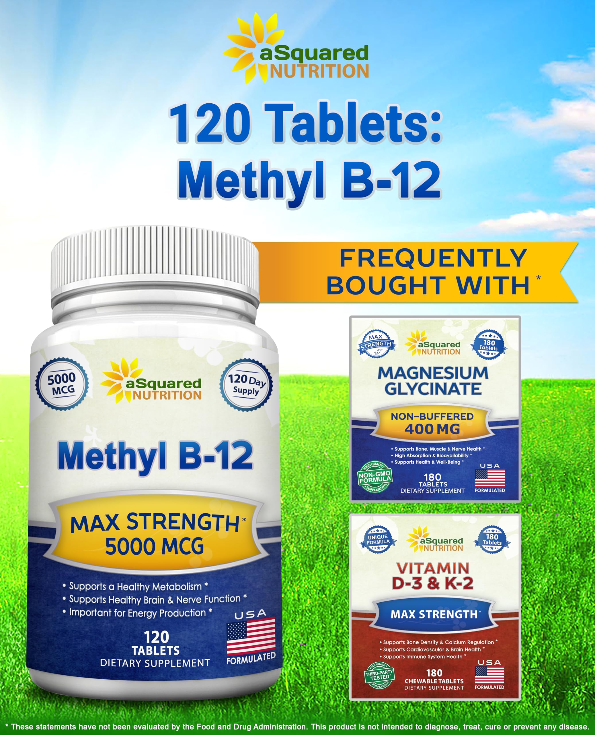 aSquared Nutrition primer plano de etiqueta con información de metilcobalamina y pureza