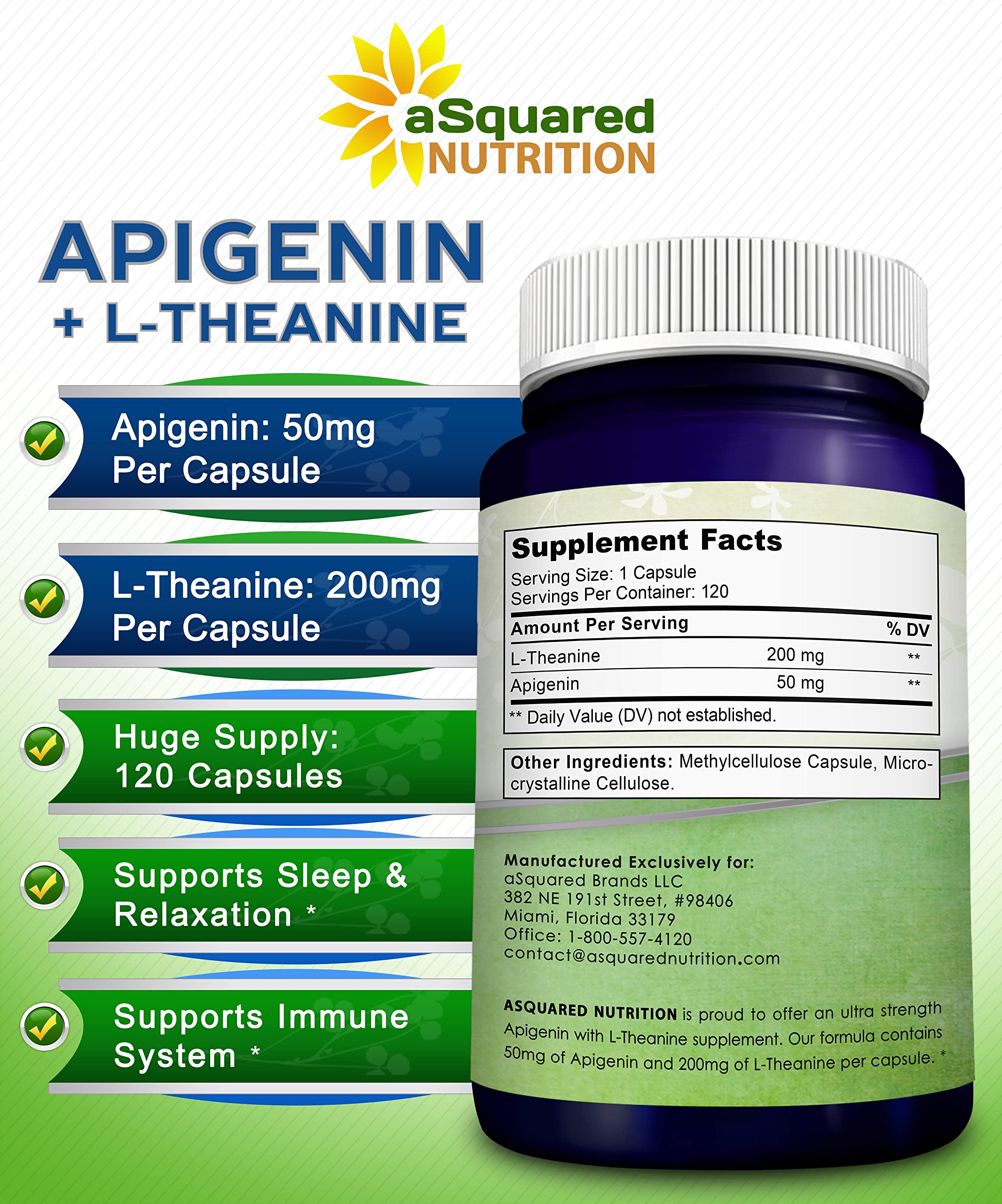 aSquared Nutrition etiqueta con lista de ingredientes y certificados