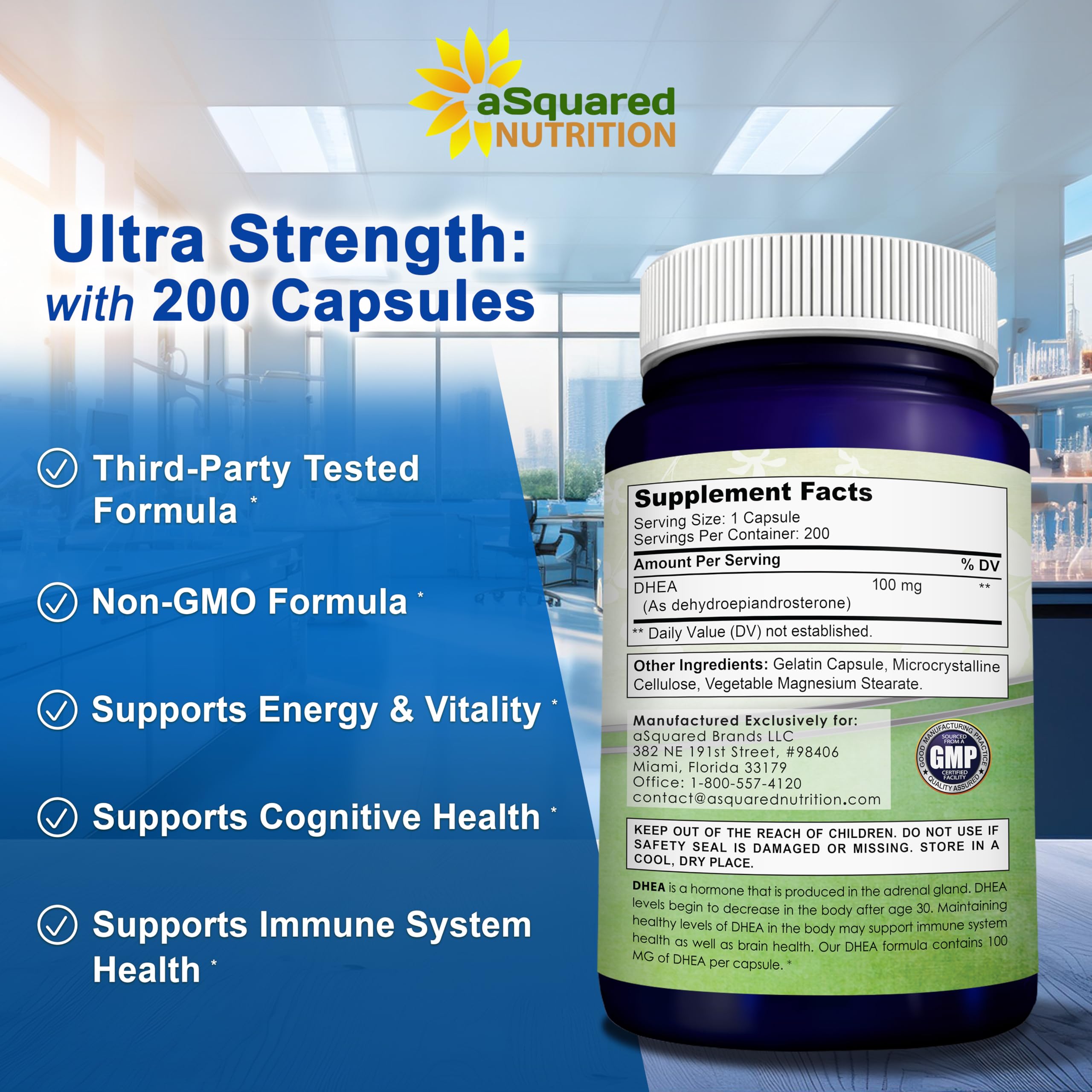 aSquared Nutrition etiqueta con lista de ingredientes y evidencia de calidad