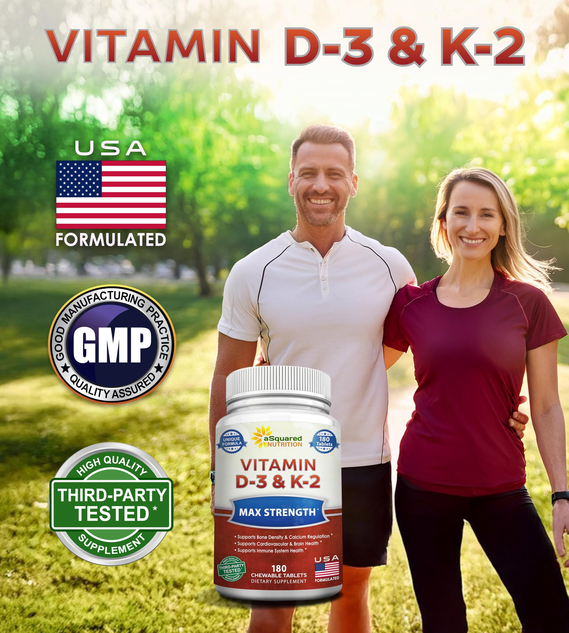 aSquared Nutrition etiqueta nutricional en primer plano con información de D3 y K2