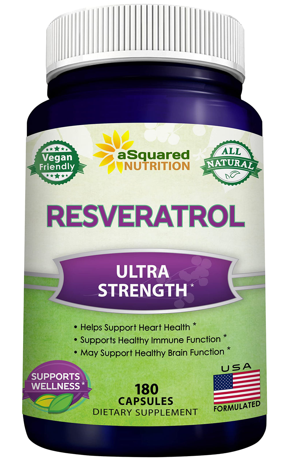aSquared Nutrition frasco frontal mostrando 180 cápsulas y dosis 90 días