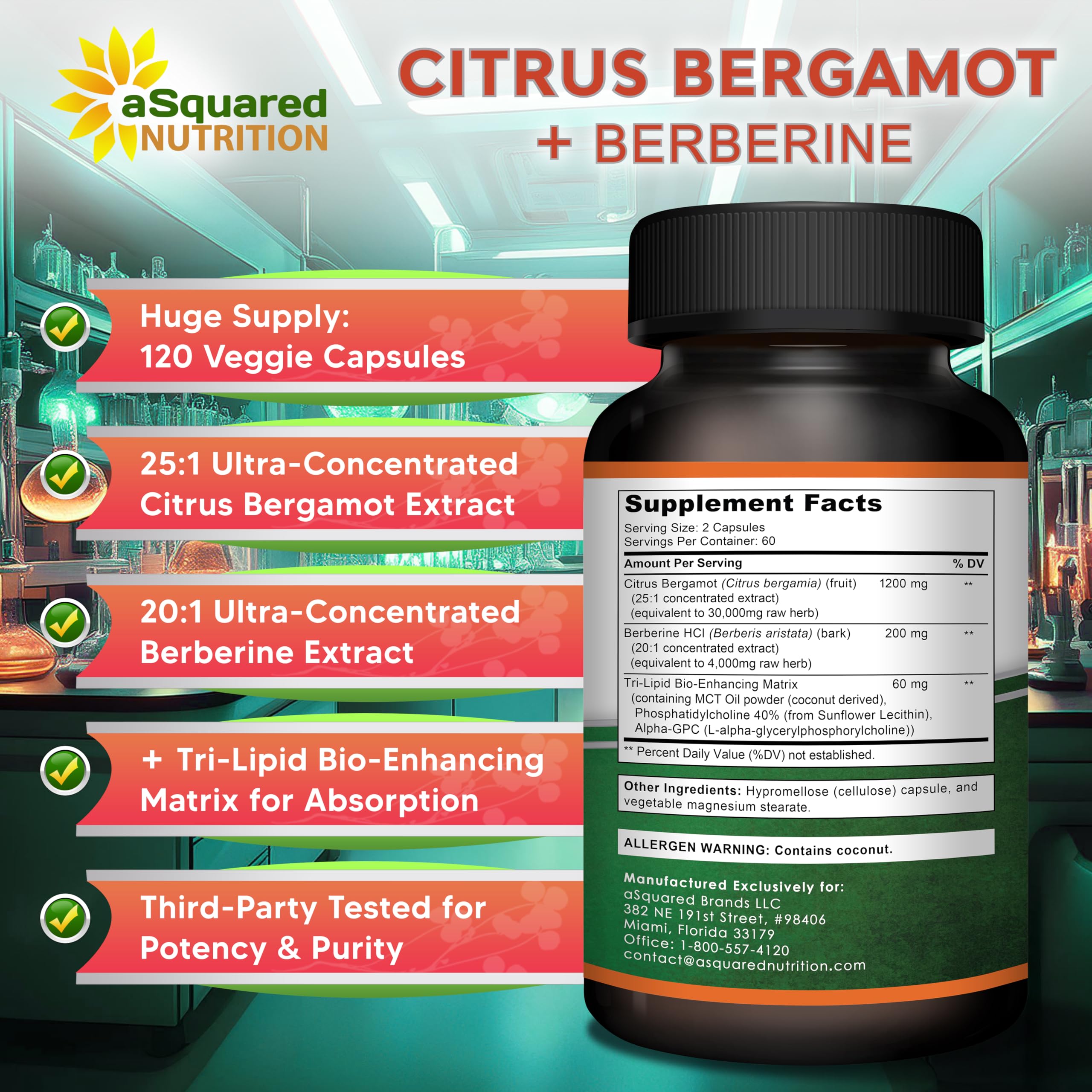 aSquared Nutrition cápsulas en palma para comparar tamaño y dosificación
