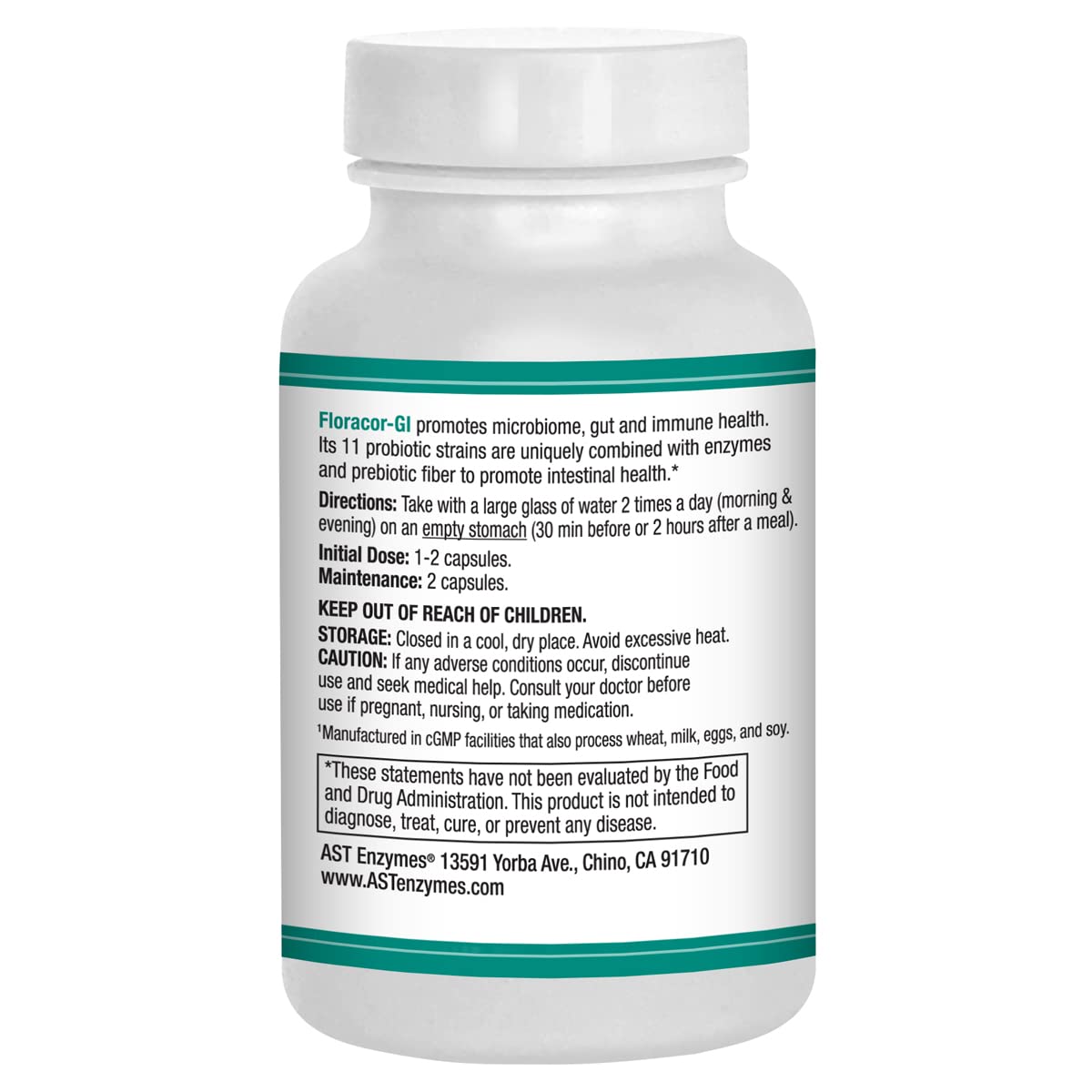 AST Enzymes Floracor cápsulas vegetales detalle de textura estable y portátil
