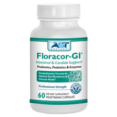 AST Enzymes Floracor frente del empaque mostrando 60 cápsulas y beneficios