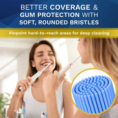 Aster Dental Care cabezal junto a moneda para ver escala, tamaño compacto