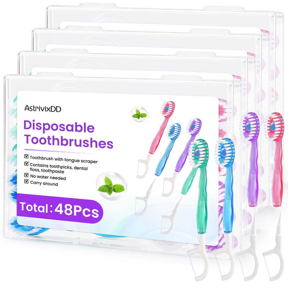 AstrivixDD frente del paquete con 48 cepillos para almacenamiento fácil