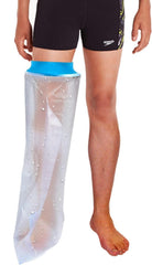Asunby frente del empaque mostrando protector impermeable para pierna y beneficios